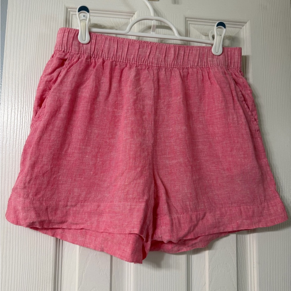 Pink Linen Shorts Washable Medium